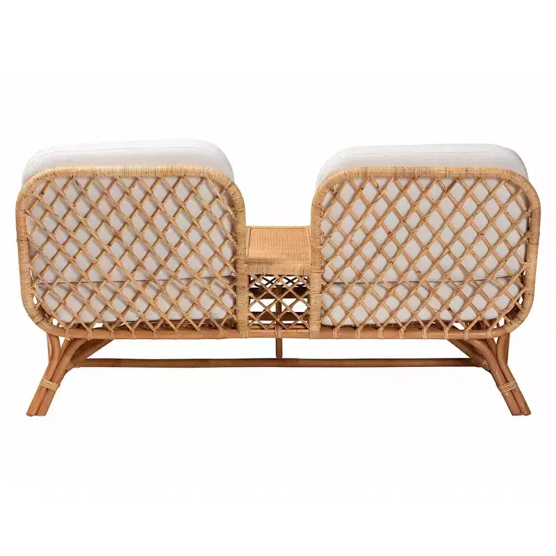 bali & pari Pakis Rattan Tete-a-Tete Sofa Natural Rattan