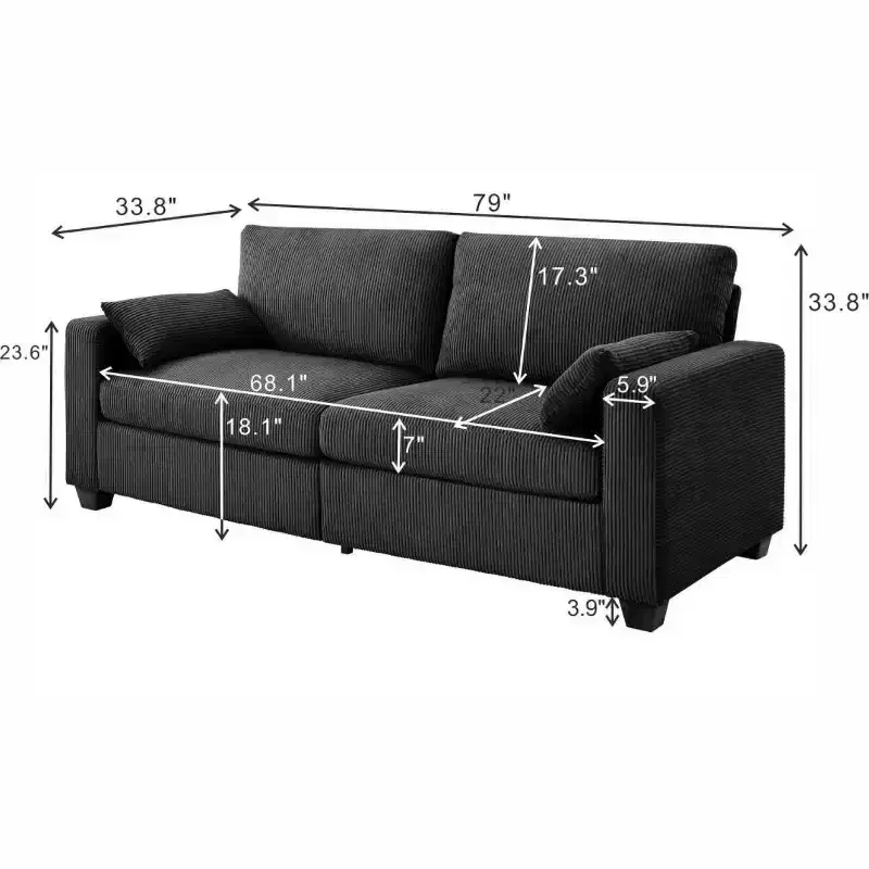 Modern Fabric Upholstered Loveseat with Removable Covers