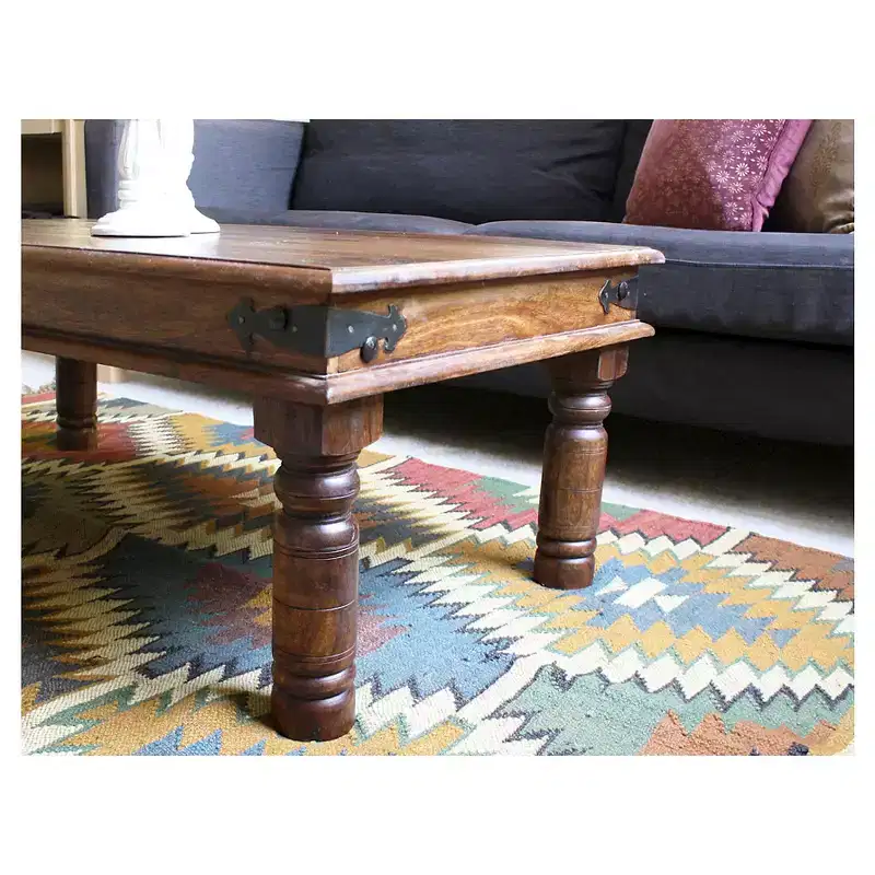 Handcrafted Thakat Rustic Coffee Table - (16H x 43W x 24D) - Natural - Timbergirl: Solid Indian Rosewood, Dry Dust Care