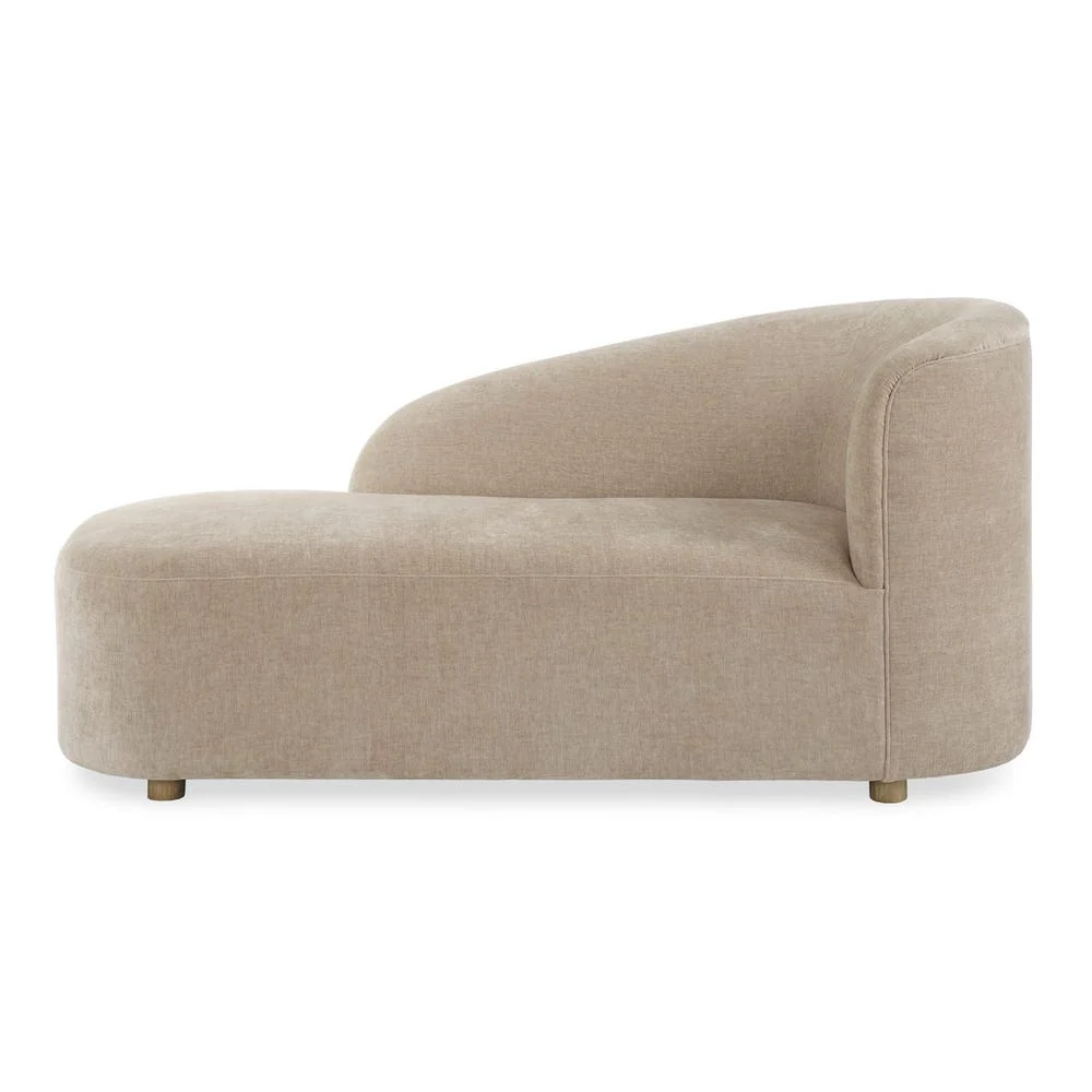 Linear Channeled Navy Auburn Leather Upholstered Chaise Lounge