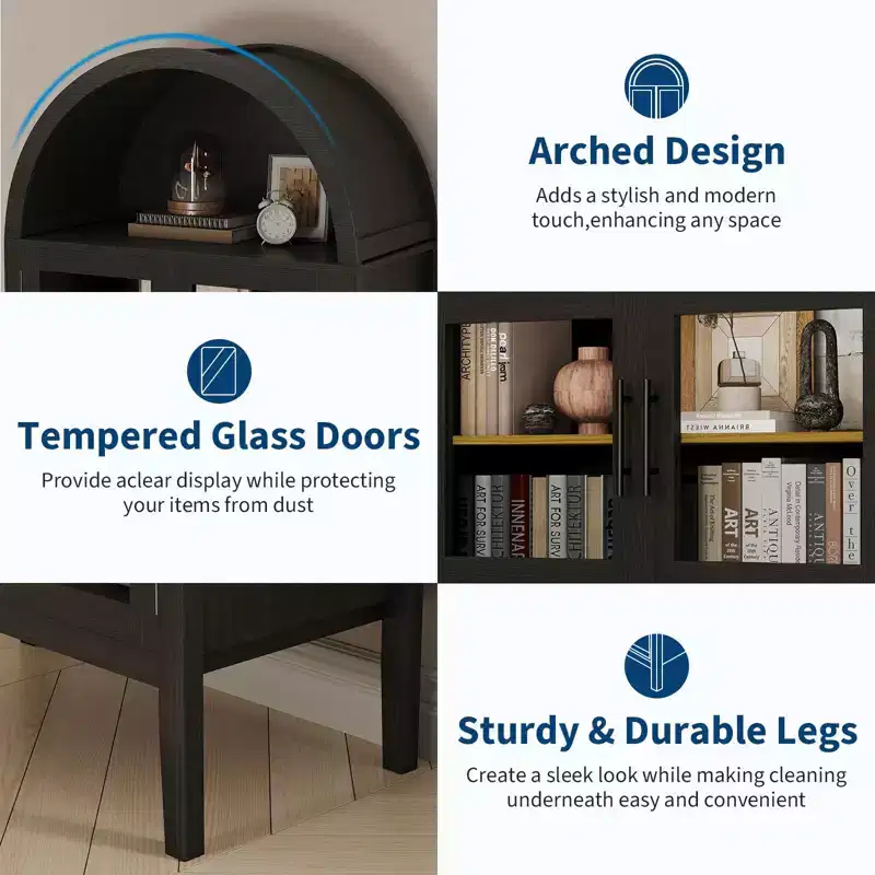Storage Cabinet, Black/White, Arched Style, Single, 71