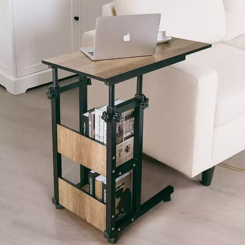 Costway C-Shape Mobile Snack End Side Sofa Laptop Table W/Rolling Cart Height Adjustable