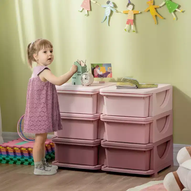 3-Tier Kids Toy Storage Organizer with 6 Removable Drawers Playroom Bedroom Nursery