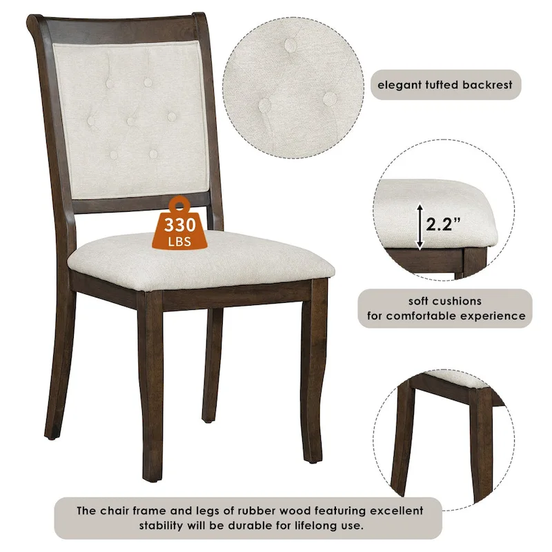 Lak Retro 5-Piece Dining Sets with Upholstered Chairs by GDFStudio