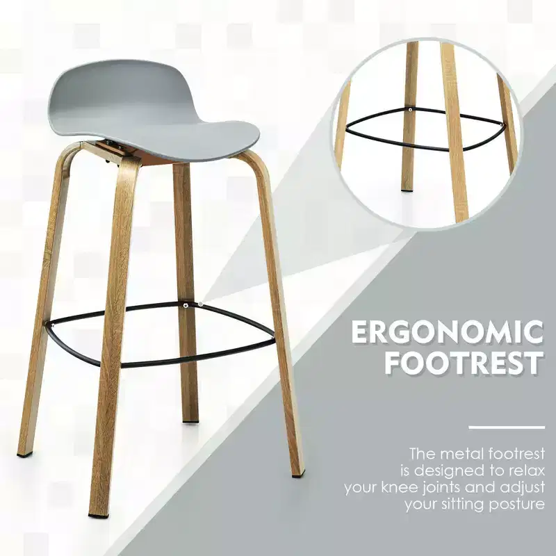 Costway Modern Set of 4 Barstools 30inch Pub Chairs w/Low Back & Metal Legs Grey