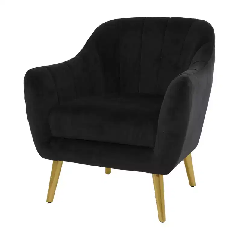 Olivia & May 32" x 30" Contemporary Polyester Accent Chair Black: No-Assembly, Textured Finish, Hardwood Frame
