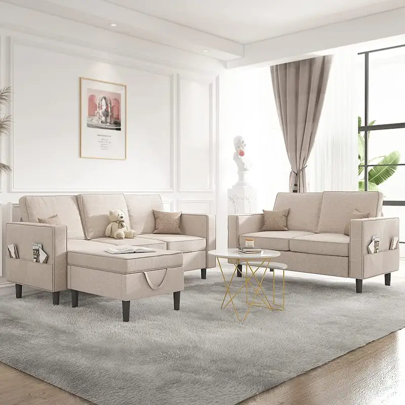 Mixoy Convertible Sectional Sofa Couches,3-Seater with Loveseat,Ottoman