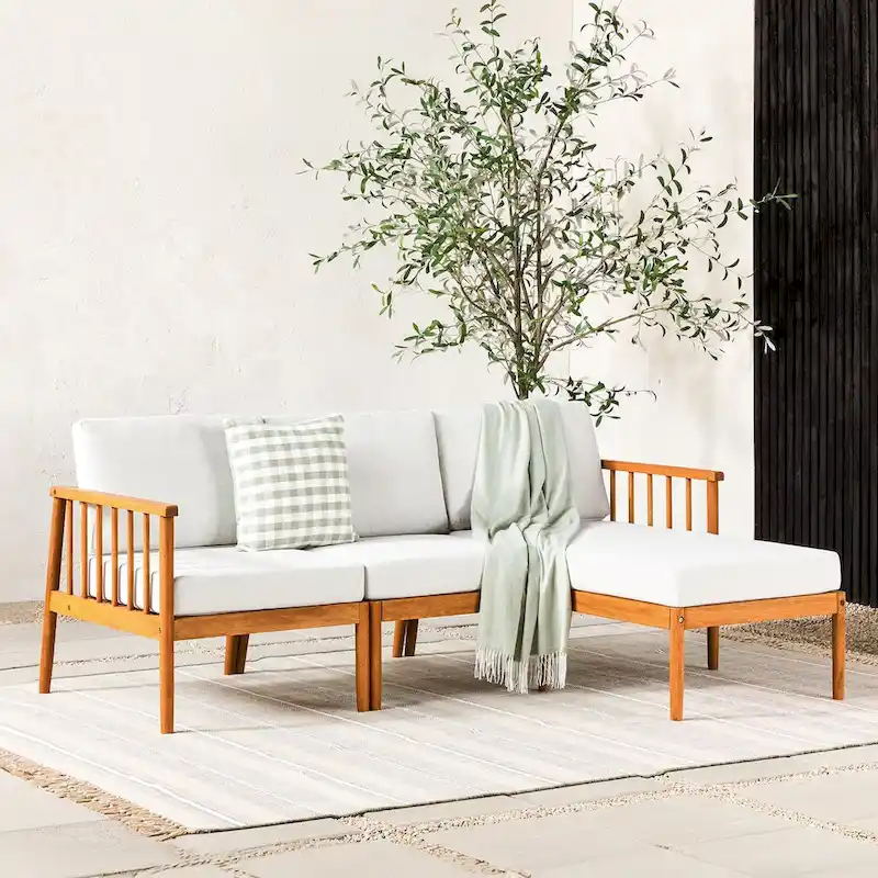 Middlebrook Solid Wood Spindle Sofa-Chaise