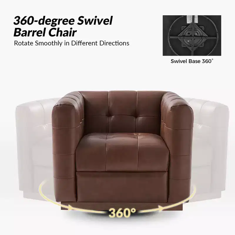Frankie Modern Genuine Leather Swivel Club Chair| HULALA HOME