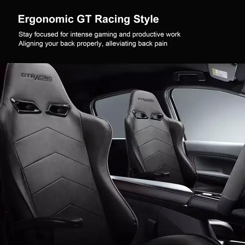 GTRACING Gaming Chair with Footres Ergonomic Recliner Office Chair with Lumbar Support Gray