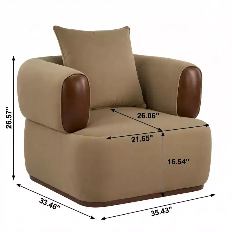Christopher Knight Home Katia Modern Velvet Faux Leather Arm Chair with Pillow