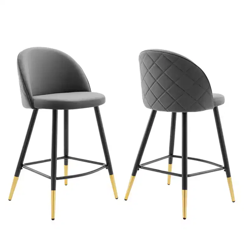 Set of 2 Cordial Performance Velvet Counter Height Barstools - Modway