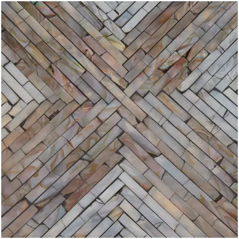 Olivia & May Mother of Pearl Geometric Hourglass Accent Table with Linear Mosaic Pattern Gray: Bohemian Style, No Assembly Required