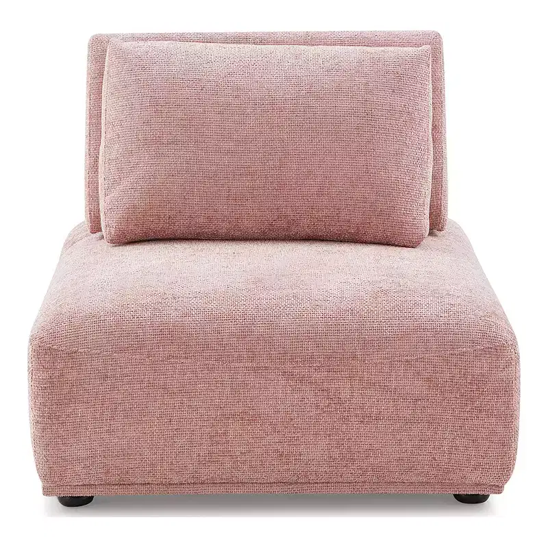 HOMES: Inside + Out Povoa Modern Modular Armless Chair Chenille with Extendable Backrest Pink