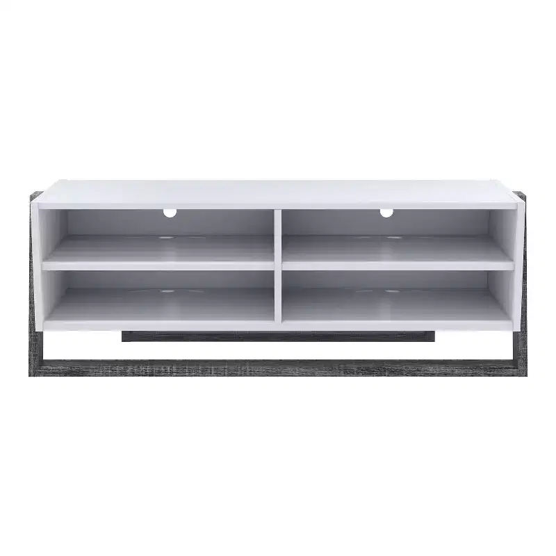 Large  4 Shelf TV Stand for TVs up to 68" Gray: Transitional Style, Two-Tone Finish, Metal Hardware