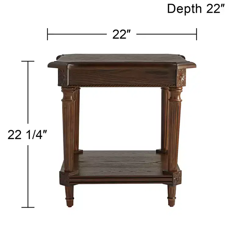 Regency Hill Pullman 22 Wide Distressed Walnut Wood Square End Table