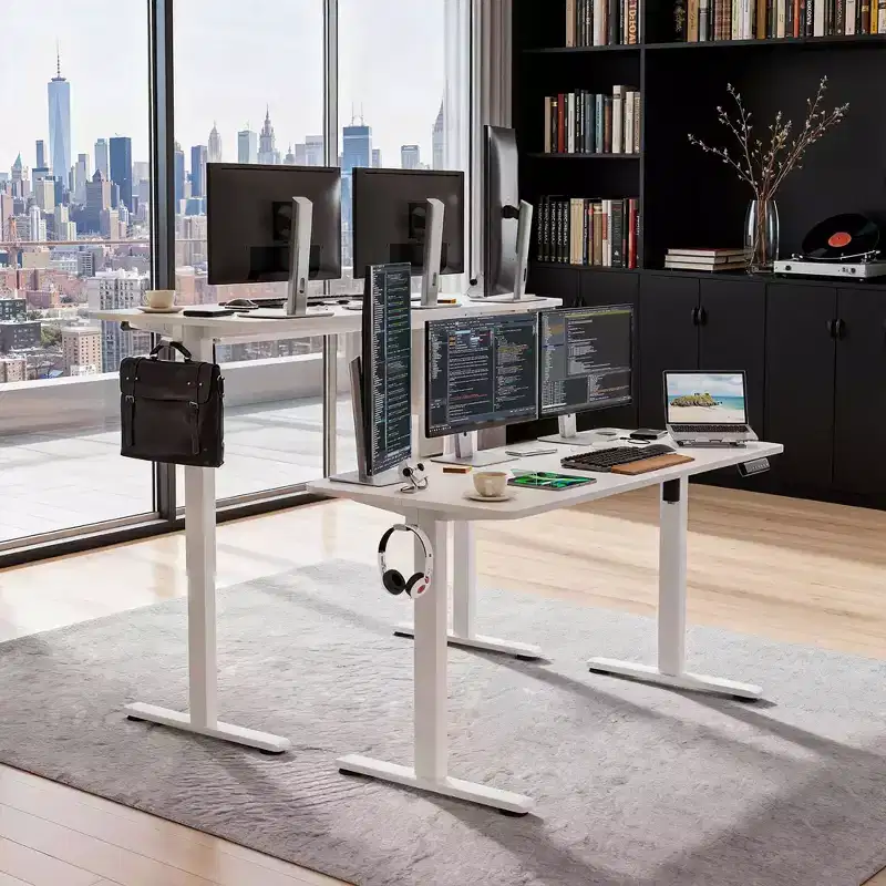 MAYEERTY Home Office Electric Standing Desk, Adjustable Height Sit Stand Desk with Splice Board