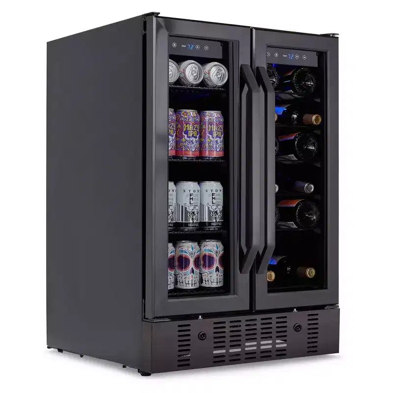 Newair 24 Black Stainless Steel Dual Zone Wine and Beverage Fridge