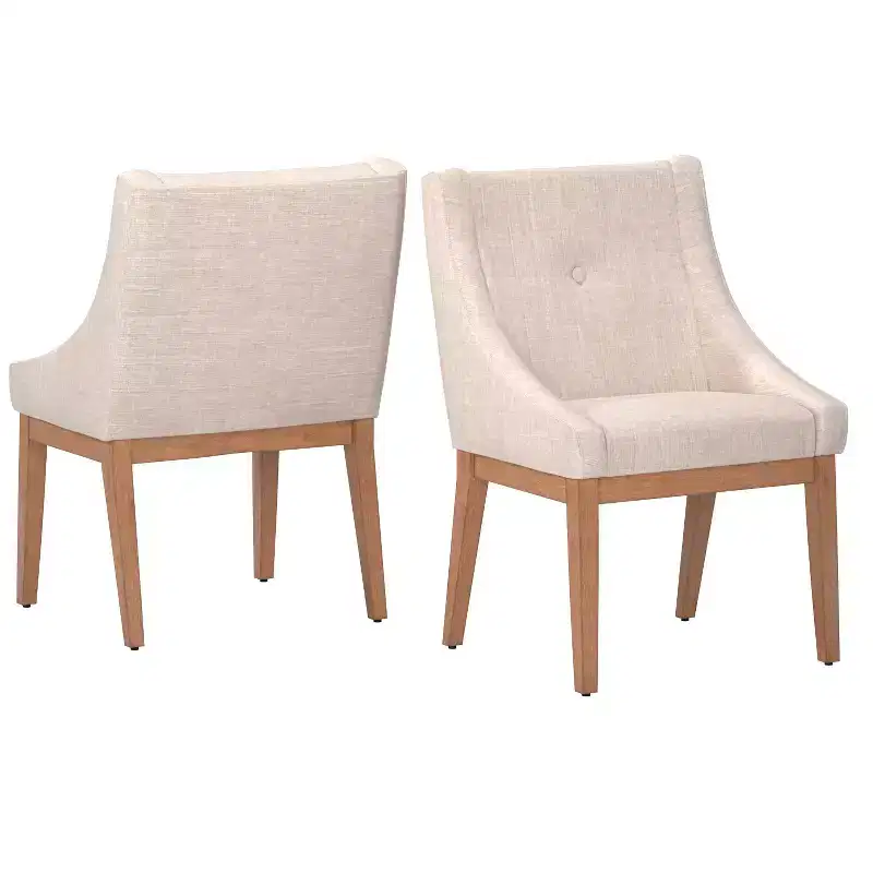 Amiford Button Tufted Slope Arm Linen Dining Chairs (Set of 2) - iNSPIREQ