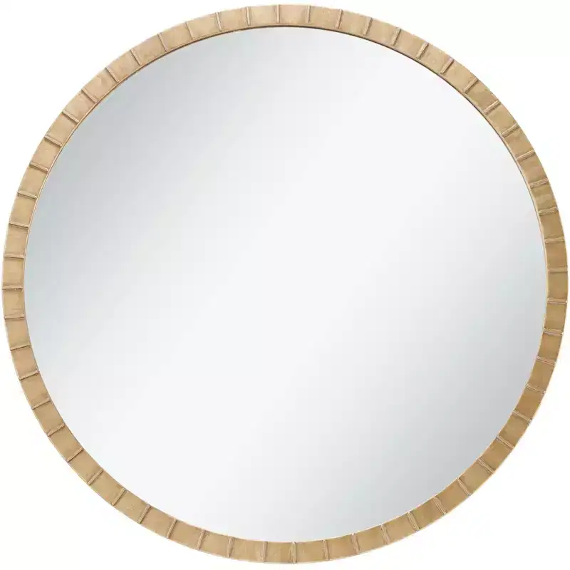 Uttermost Gracia Round Vanity Decorative Wall Mirror Modern Warm Gold Leaf Tiled Iron Frame 34 Wide for Bathroom Bedroom Living Room Home Office