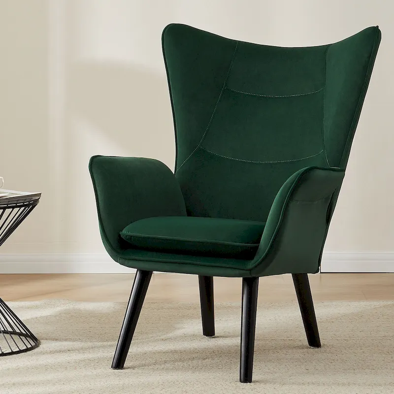 Upholstered Wingback Armchair Leisure Accent Chair, Single - 40.55 H x 28.34 W x 33.1 D
