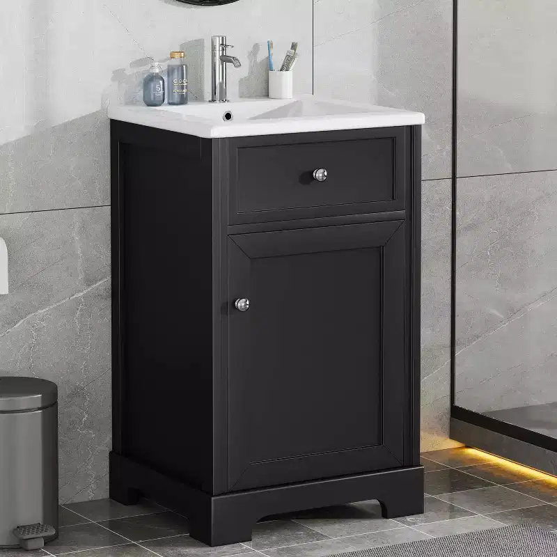 20 Bathroom Vanity with Sink Soft Closing Door Storage Rack Adjustable Shelf Black