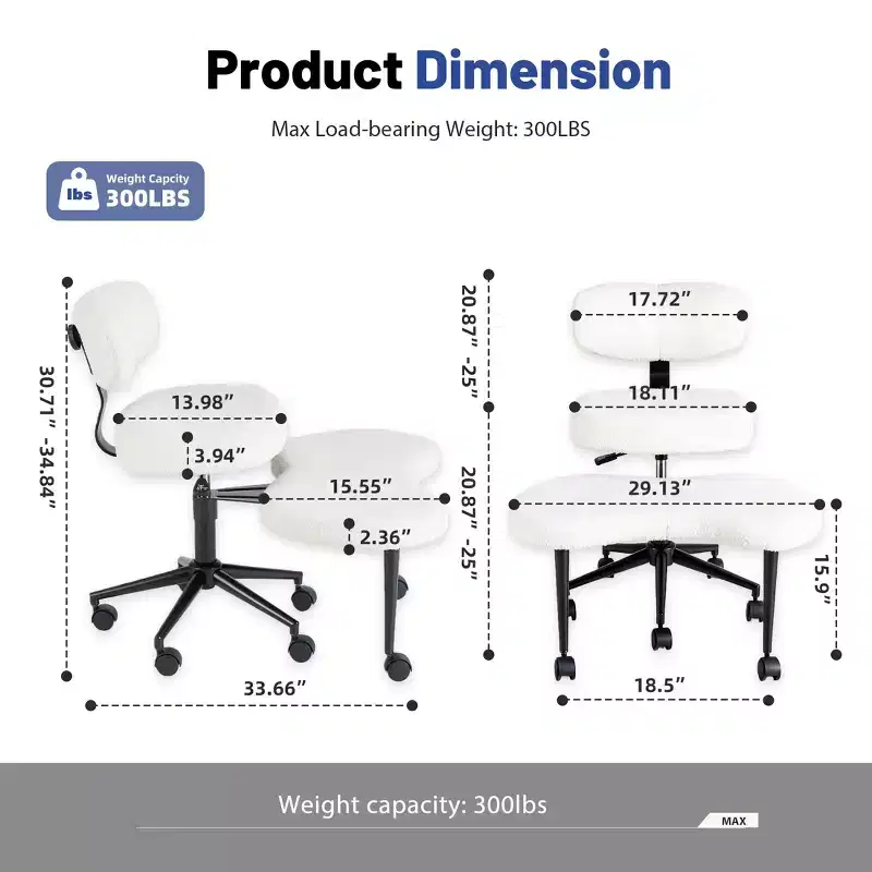 JIONJOY Ergonomic Cross-Legged Meditation & Office Chair - 360 Swivel, Adjustable Height, Multi-Position Seat