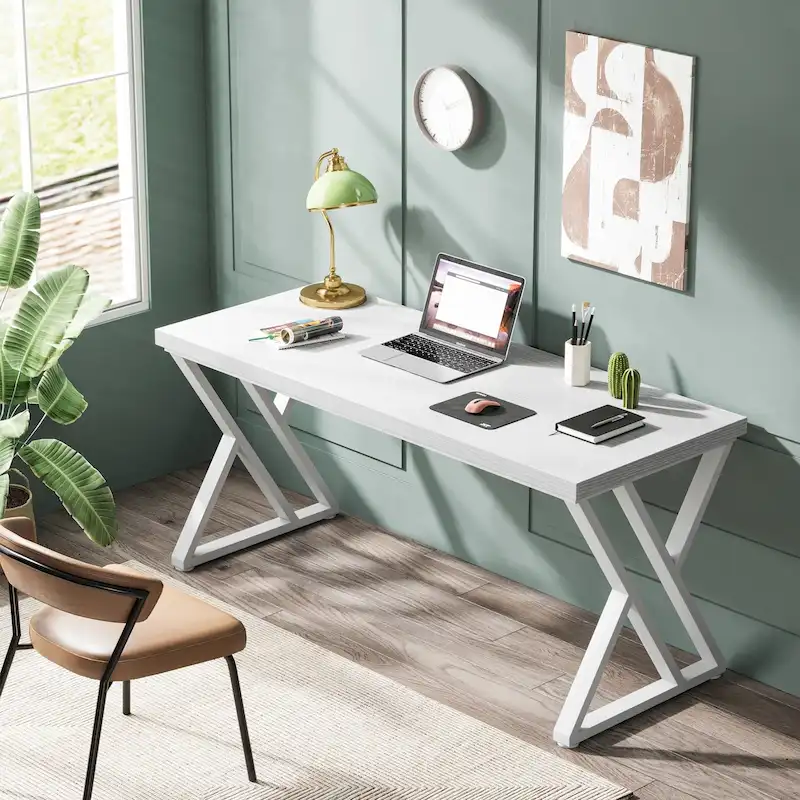 55-Inch Computer Desk with Z-Shape Metal Legs