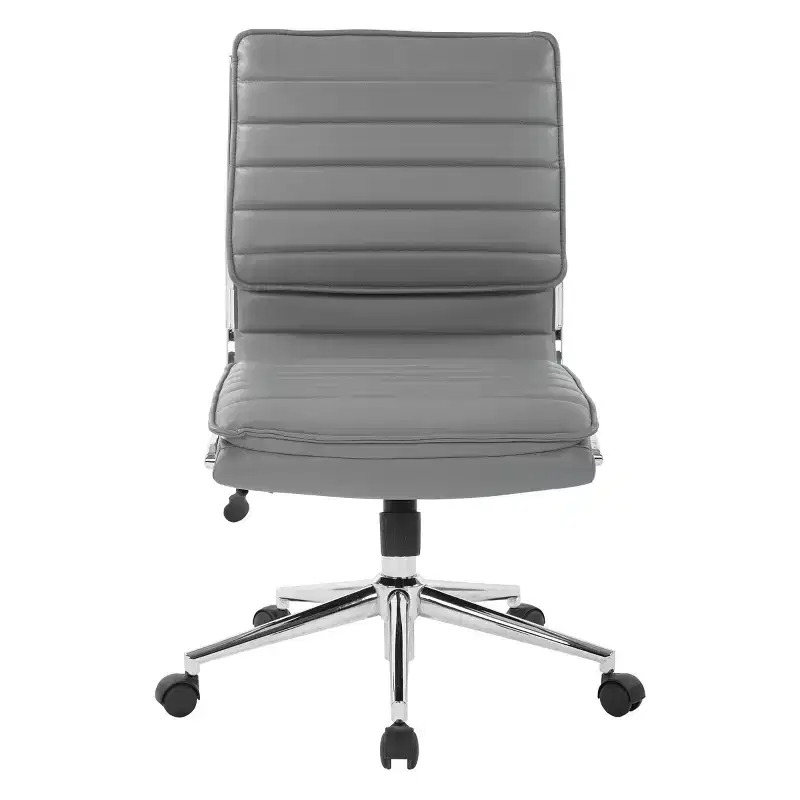 Armless Mid Back Manager's Faux Leather Chair with Chrome Base - OSP Designs