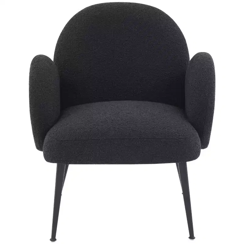 Velvet upholstered chair, ivory and black, solid wood frame