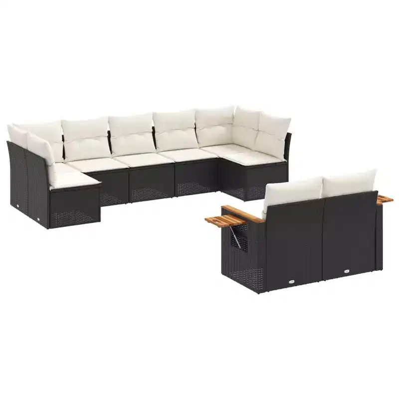 vidaXL Garden Sofa Set PE rattan Standard Adjustable Feet