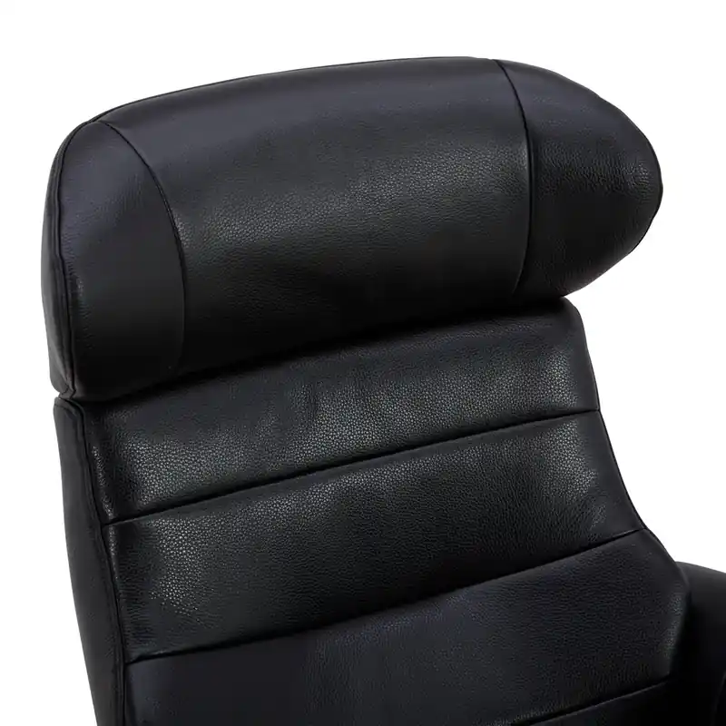 Top-Grain Genuine Leather Swivel Reclining Chair with Footrest