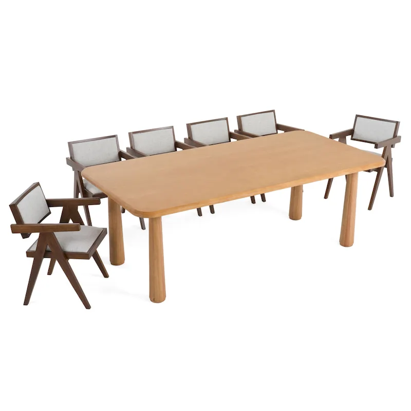 Modern 87 Natural Acacia Rectangular Dining Table - Beige