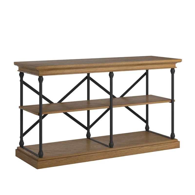 Barnstone Cornice Iron and Wood Entryway Console Table by