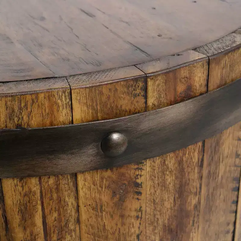 Uttermost Farmhouse Weathered Walnut Round Wine Barrel Accent Table 19 Wide Brown for Living Room Kitchen Entryway House Office