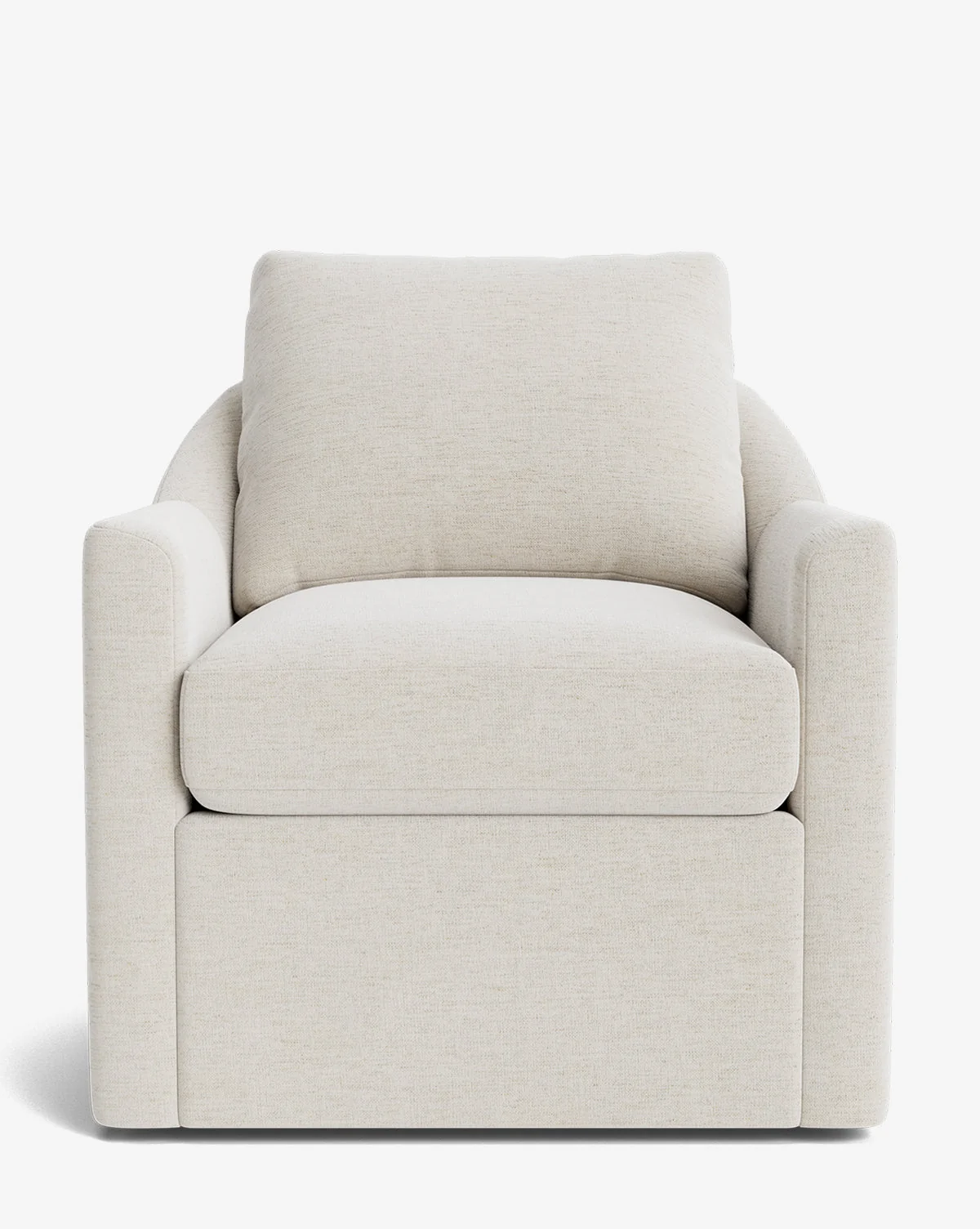Modern Feather Blend Swivel Lounge Chair with Bench-Made Frame & Custom Fabric for Living Room