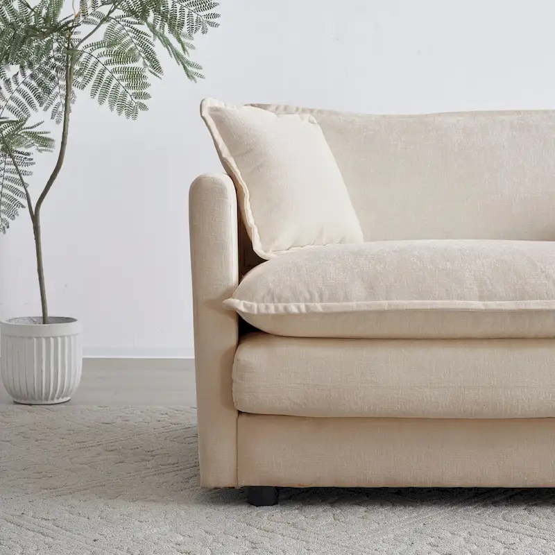 6-Seater U-Shape Sectional Sofa with 3 Ottomans and Pillows