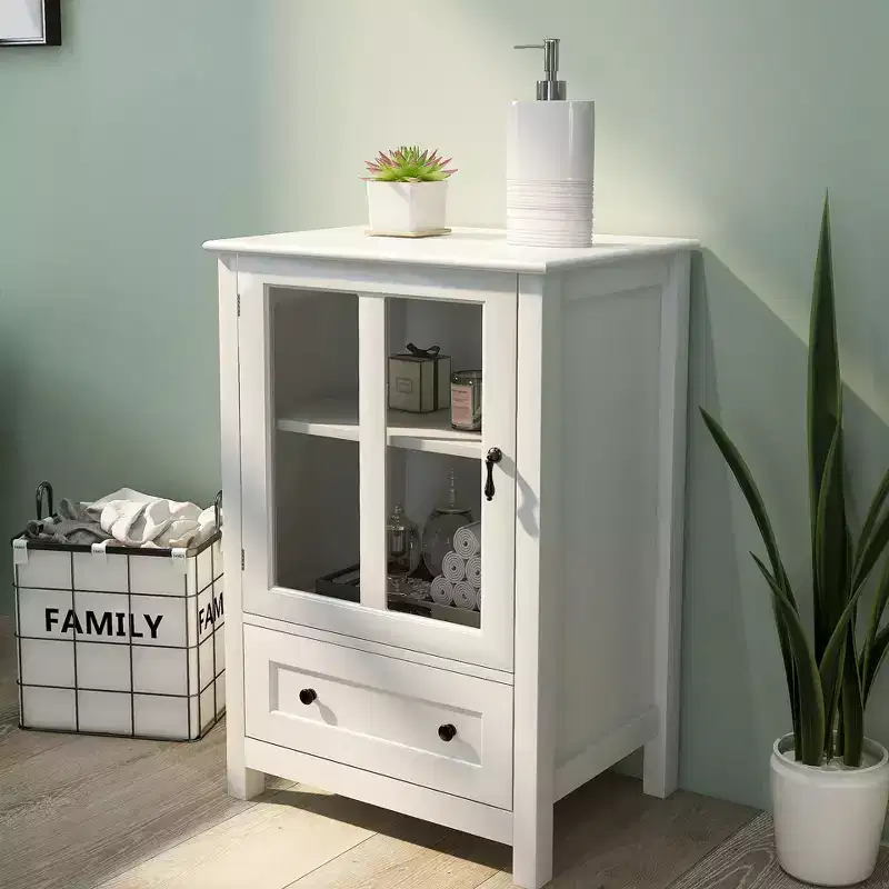 Modern 22 Buffet Storage Cabinet with Glass Doors