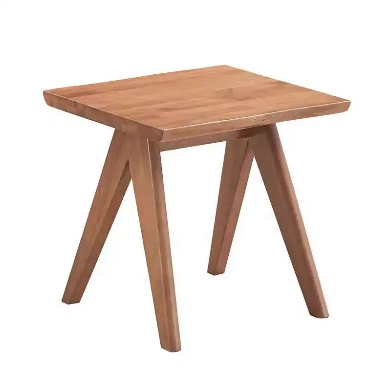 22 Inch Side End Accent Table, Angled Legs, Natural Wood Brown Finish