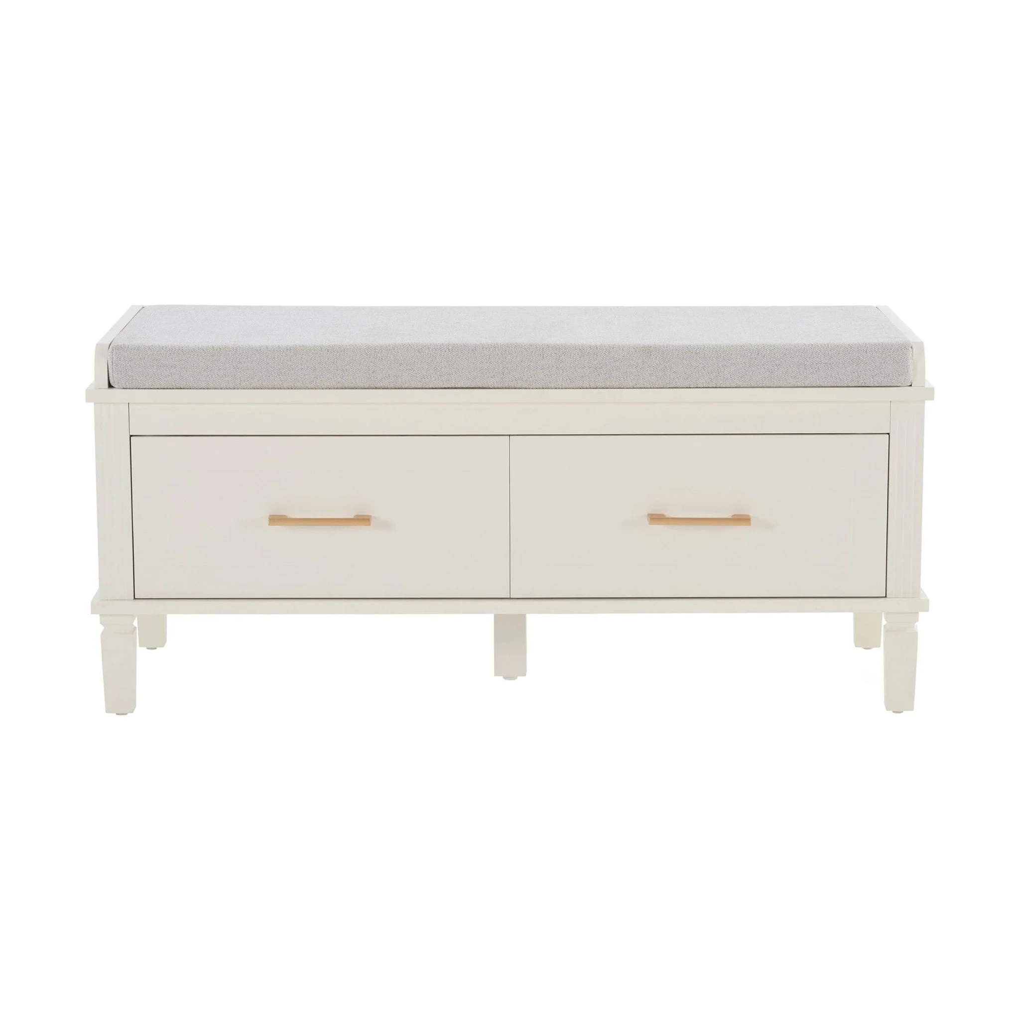 Classic Natural Painted Storage Cabinet with Upholstered Seat for Hallway