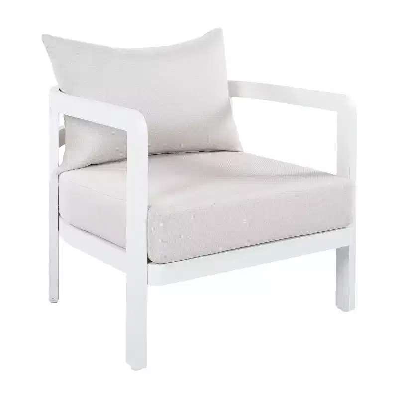 Christopher Knight Home Rosa Modern Aluminium Patio Accent Chairs with Curved Backrest and Cushion (Set of 2)