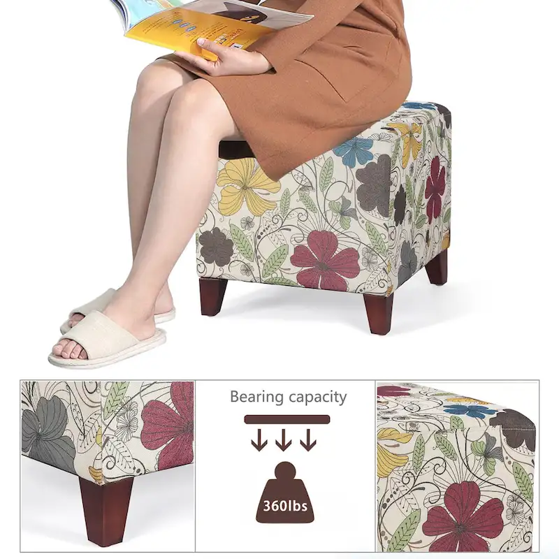 Adeco 16.3 Cube Ottoman Foot Rest Stool