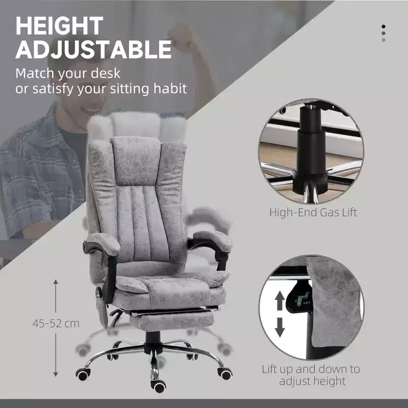 Massage Office Chair with 6 Points and Heat, Reclining Computer Chair with Adjustable Height and Footrest
