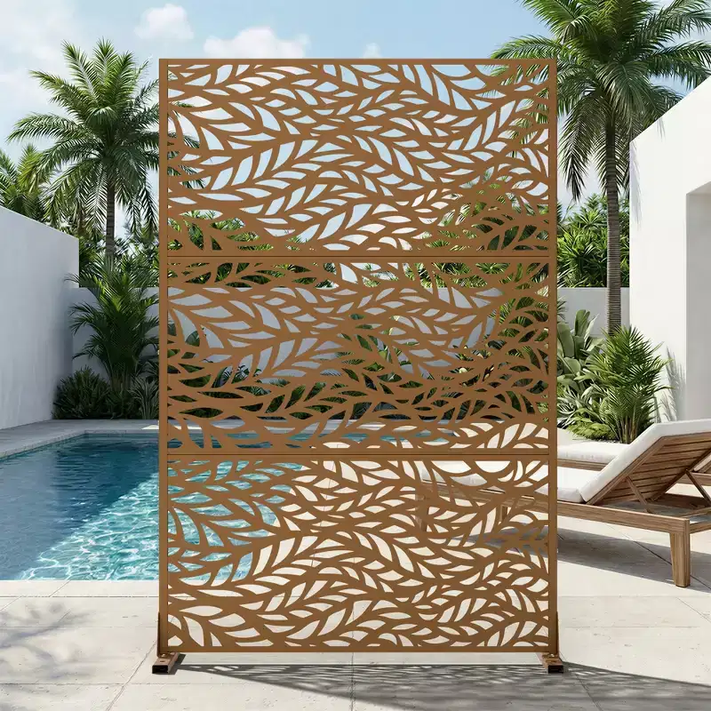 Outdoor Metal Privacy Screen – Freestanding Fence Panels & Decorative Trellis for Garden, Deck & Yard