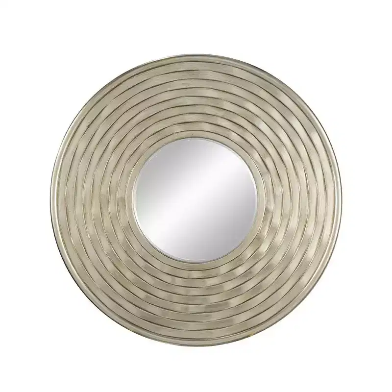 HomeRoots 31 Silver Round Dimensional Thick Frame Accent Mirror