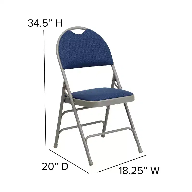 Extra Large Ultra-Premium Triple Braced Metal Folding Chair with Easy-Carry Handle