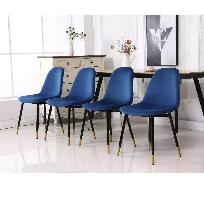 Okak Modern Fabric Dining Chairs Set of 4, Upholstered with Spoon Back & Angled Metal Legs, Kitchen Dining Room Side Chairs