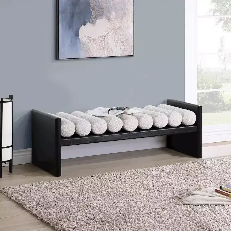 Meridian Furniture,Waverly Boucle Fabric Bench