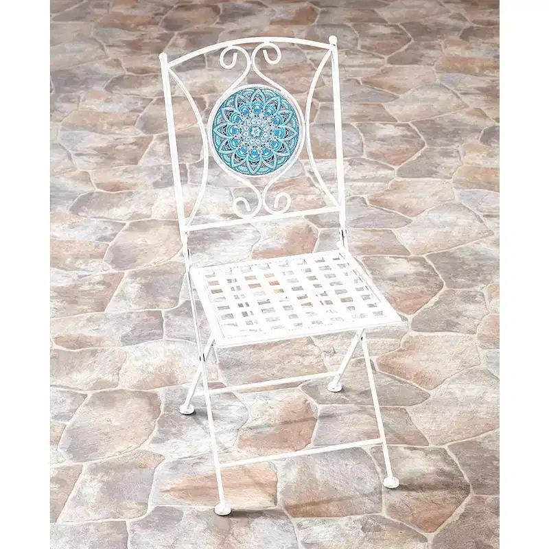 The Lakeside Collection Metal Mosaic White Outdoor Chair -