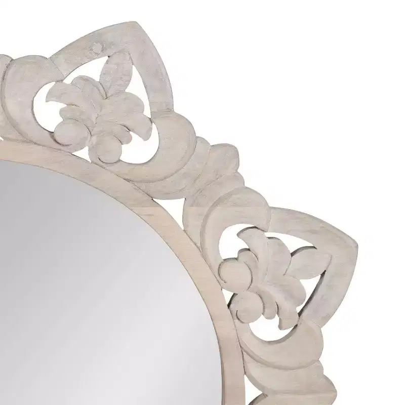Kate & Laurel All Things Decor 28"x28" Meera Carved Wood Mirror Brown: Artisan Starburst, No Assembly